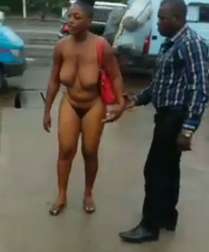 Beautiful Girl With Big Breasts Strips Naked And Runs Mad In Public (18+)